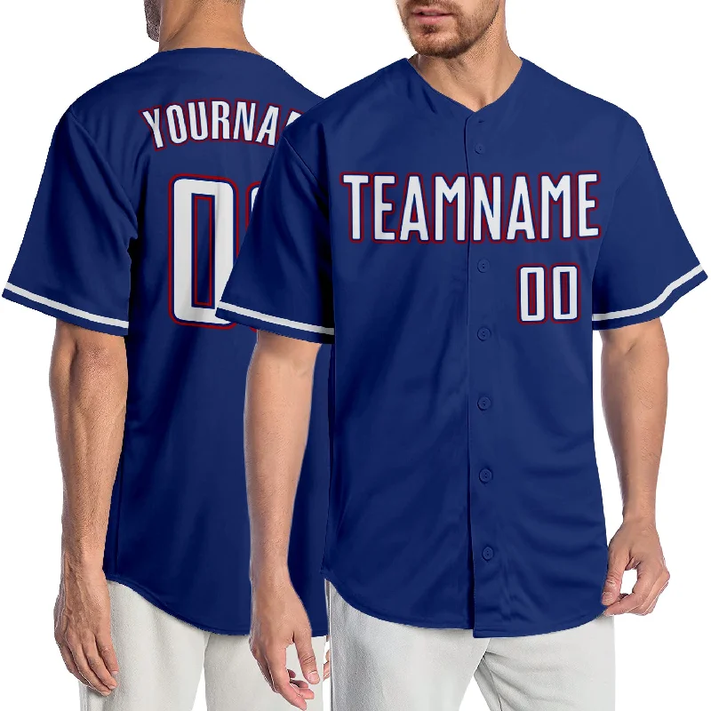 Baseball Jersey for Fan Support-Custom Royal White-Red Authentic Baseball Jersey