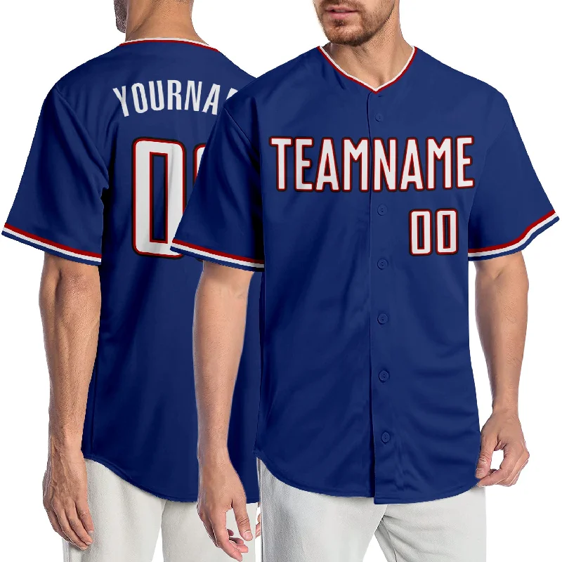 Baseball Jersey for Club Events-Custom Royal White-Red Authentic Baseball Jersey