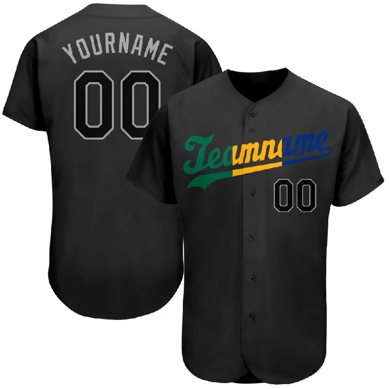 Custom Baseball Jersey with Number-Custom Black Black-Royal Authentic Split Fashion Baseball Jersey