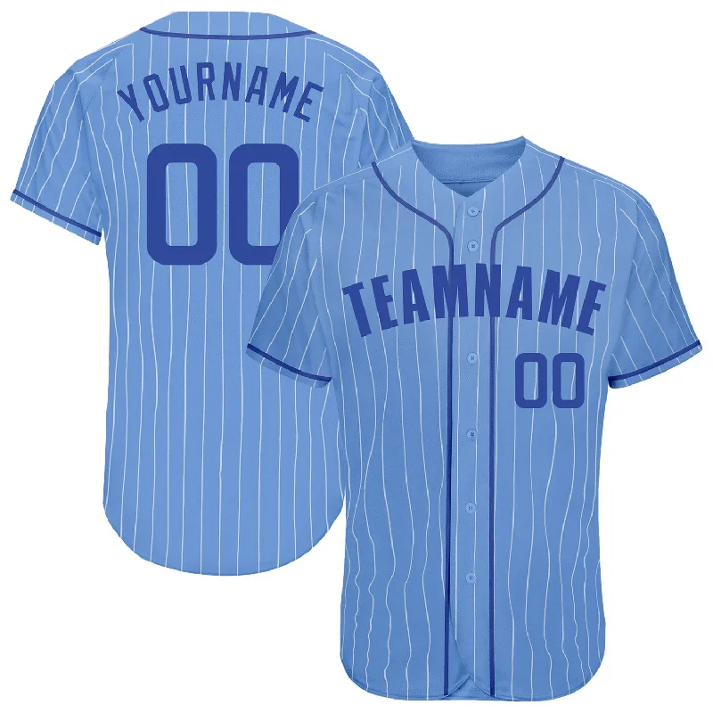 Baseball Jersey with Player Customization-Custom Light Blue White Pinstripe Royal Authentic Baseball Jersey