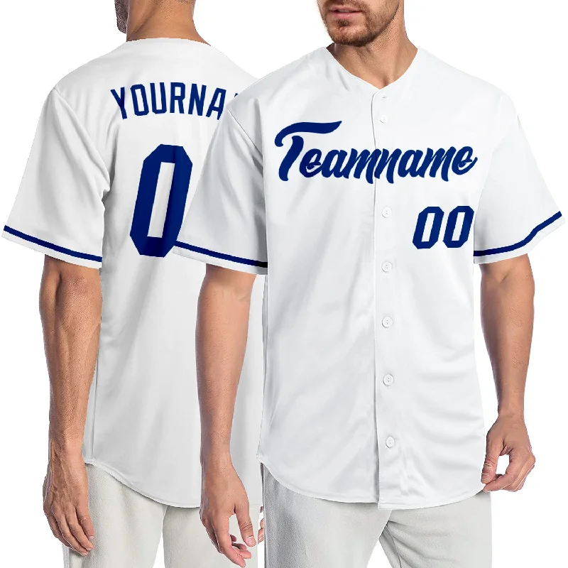 Baseball Jersey with Mesh Design-Custom White Royal Authentic Baseball Jersey