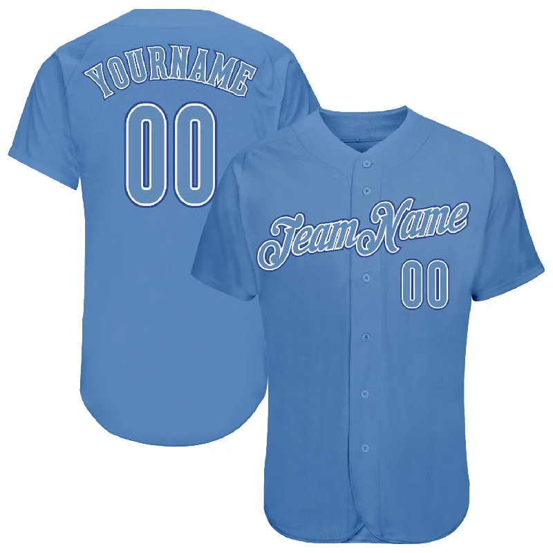 Baseball Jersey with Club Details-Custom Light Blue Light Blue-Royal Authentic Baseball Jersey