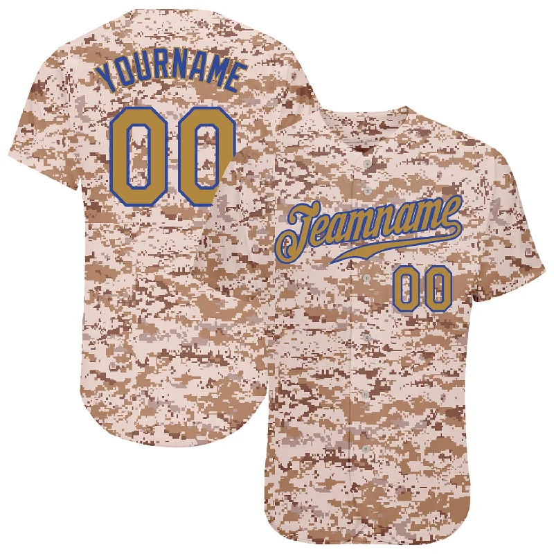 Baseball Jersey with Adjustable Fit-Custom Camo Old Gold-Royal Authentic Salute To Service Baseball Jersey