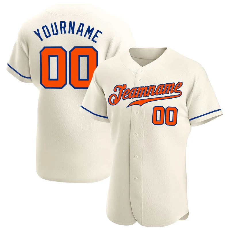 Baseball Jersey for Family Games-Custom Cream Orange-Royal Authentic Baseball Jersey