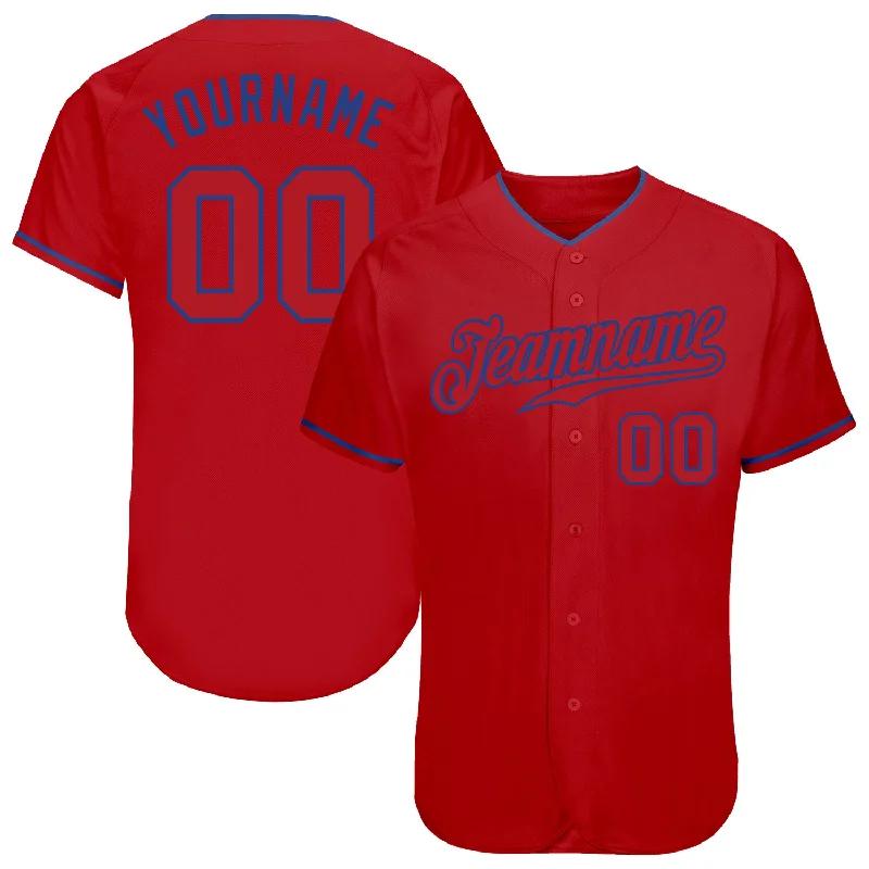 Baseball Jersey with Custom Logo-Custom Red Red-Royal Authentic Baseball Jersey