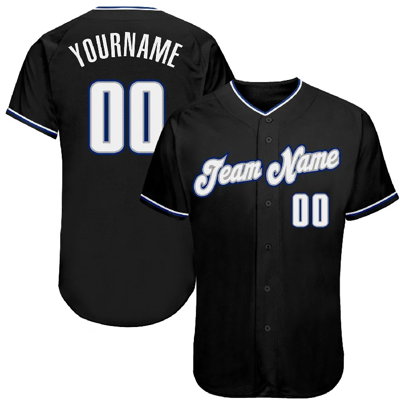 Baseball Jersey with Vintage Style-Custom Black White-Royal Authentic Baseball Jersey