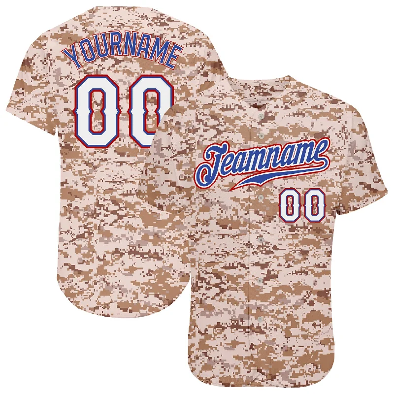 Baseball Jersey with Contrast Sleeves-Custom Camo White-Royal Authentic Salute To Service Baseball Jersey