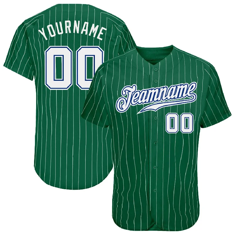 Baseball Jersey for Outdoor Games-Custom Kelly Green White Pinstripe White-Royal Authentic Baseball Jersey