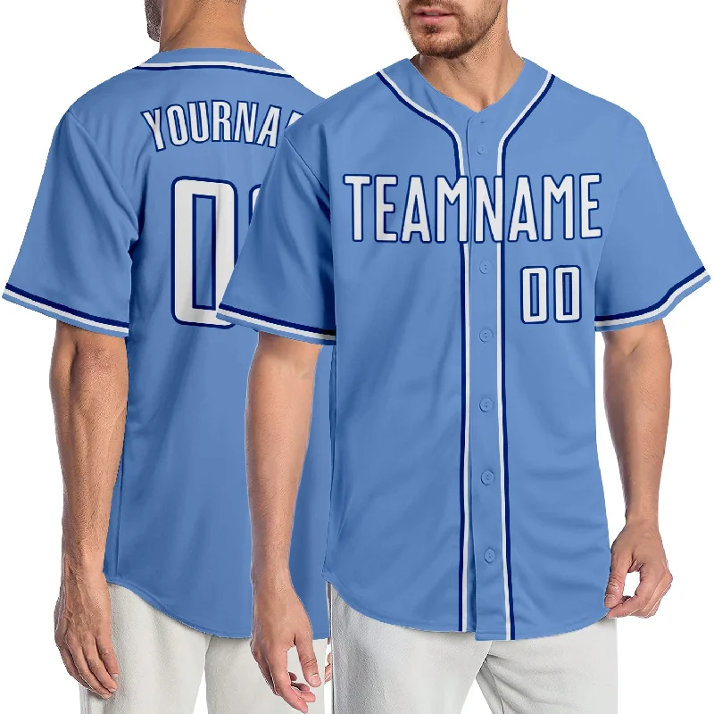 Baseball Jersey with Custom Team Designs-Custom Light Blue White-Royal Authentic Baseball Jersey