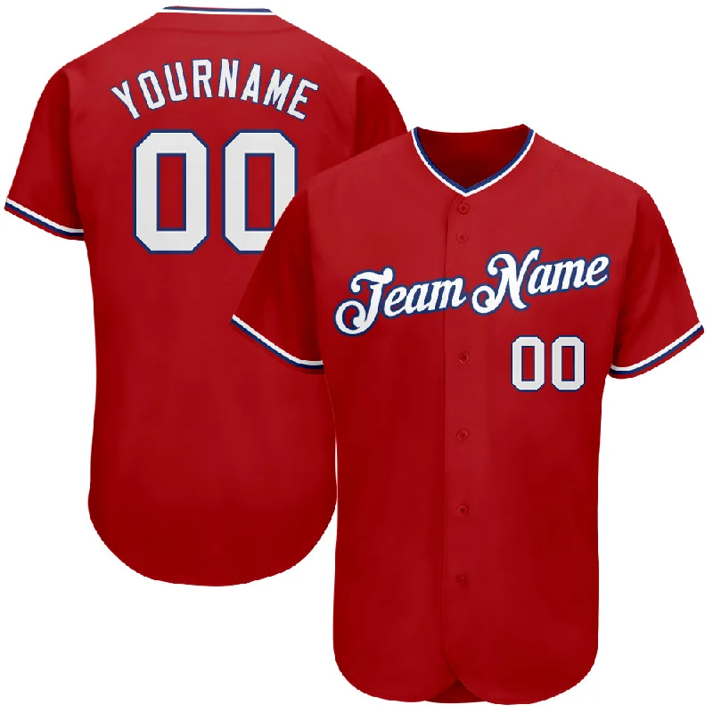 Baseball Jersey with Name-Custom Red White-Royal Authentic Baseball Jersey