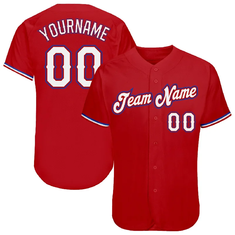 Baseball Jersey with Cool Design-Custom Red White-Royal Authentic Baseball Jersey