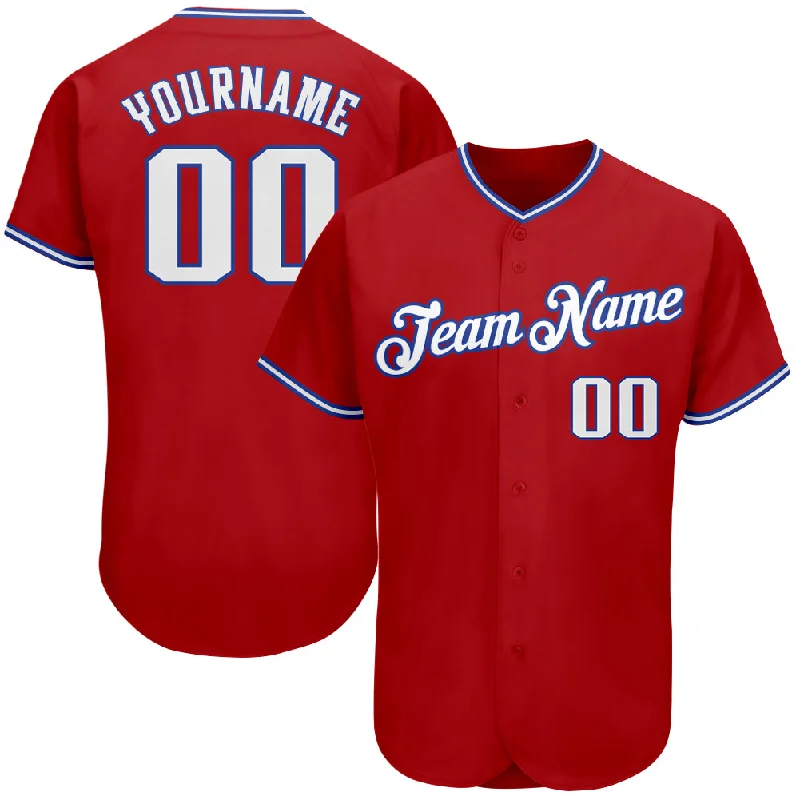 Cheap Baseball Jersey-Custom Red White-Royal Authentic Baseball Jersey