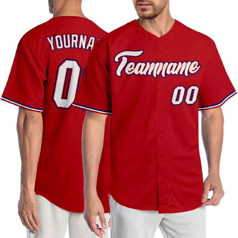 Baseball Jersey with Custom Design-Custom Red White-Royal Authentic Baseball Jersey