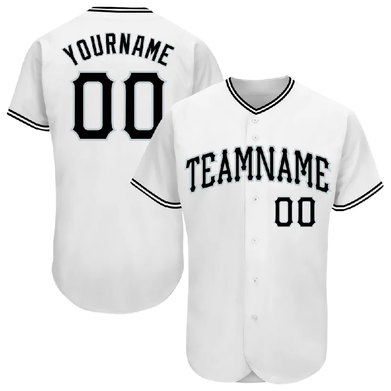 Baseball Jersey for Baseball Parties-Custom White Black-Silver Authentic Baseball Jersey