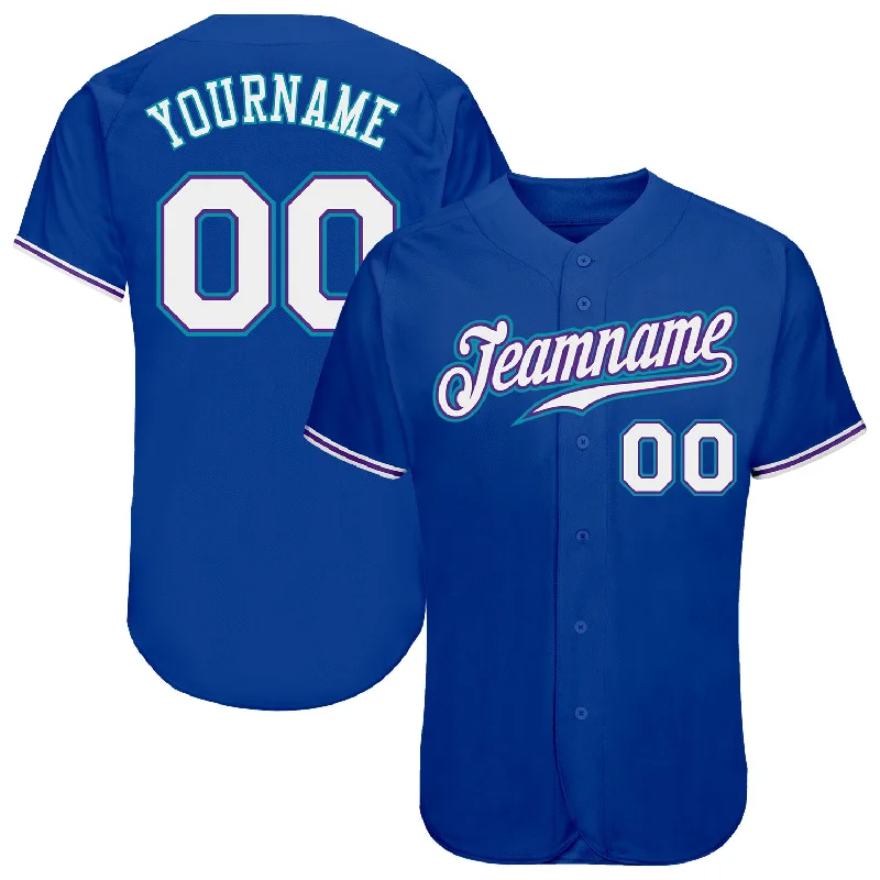 Custom Baseball Jersey-Custom Royal White-Teal Authentic Baseball Jersey