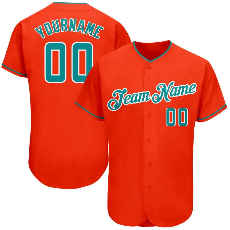 Baseball Jersey for Team-Custom Orange Teal-White Authentic Baseball Jersey