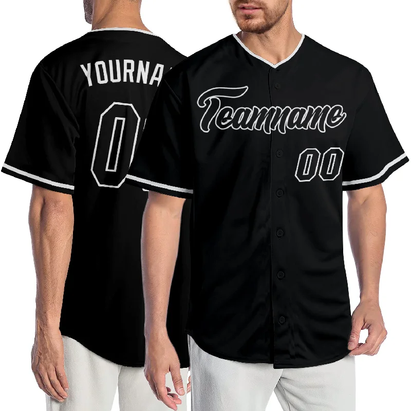 Baseball Jersey with Sleeve Stripes-Custom Black Black-White Authentic Baseball Jersey