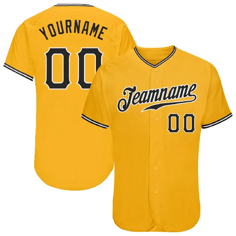 High-End Baseball Jersey-Custom Gold Black-White Authentic Baseball Jersey