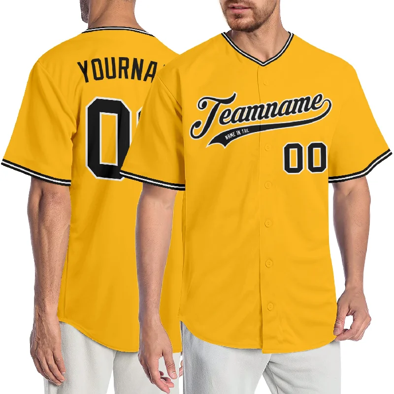 Baseball Jersey for Professional Teams-Custom Gold Black-White Authentic Baseball Jersey