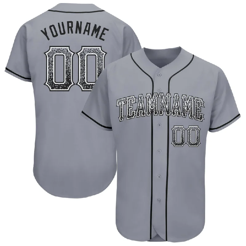 Baseball Jersey with Numbered Sleeves-Custom Gray Black-White Authentic Drift Fashion Baseball Jersey