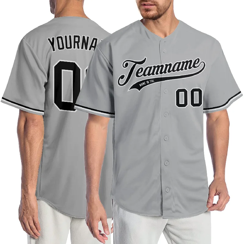 Baseball Jersey for Spring Games-Custom Gray Black-White Authentic Baseball Jersey