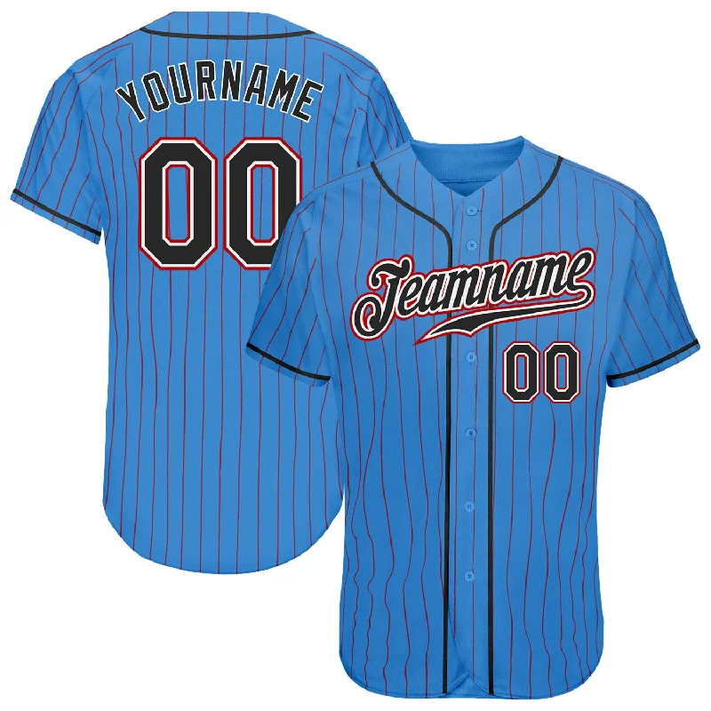 Lightweight Baseball Jersey-Custom Powder Blue Red Pinstripe Black-White Authentic Baseball Jersey