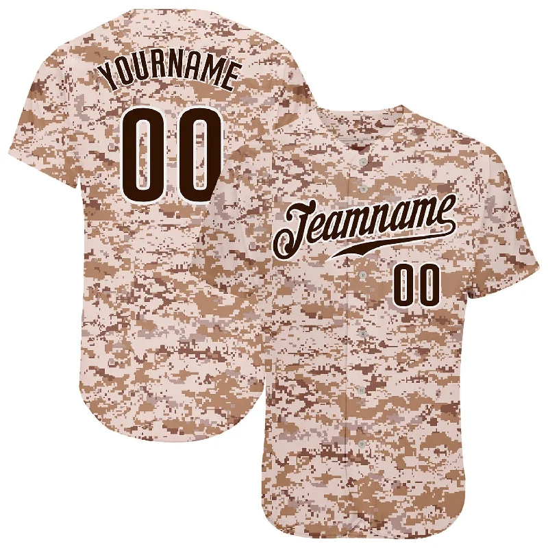 Baseball Jersey with Breathable Fabric-Custom Camo Brown-White Authentic Salute To Service Baseball Jersey