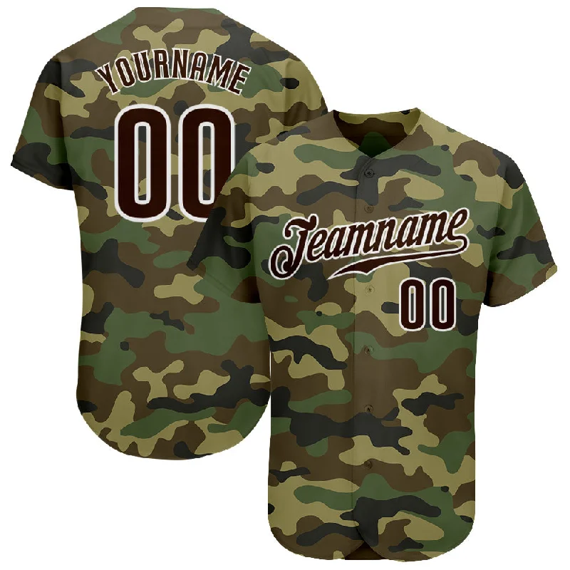 Baseball Jersey with Logo Print-Custom Camo Brown-White Authentic Salute To Service Baseball Jersey