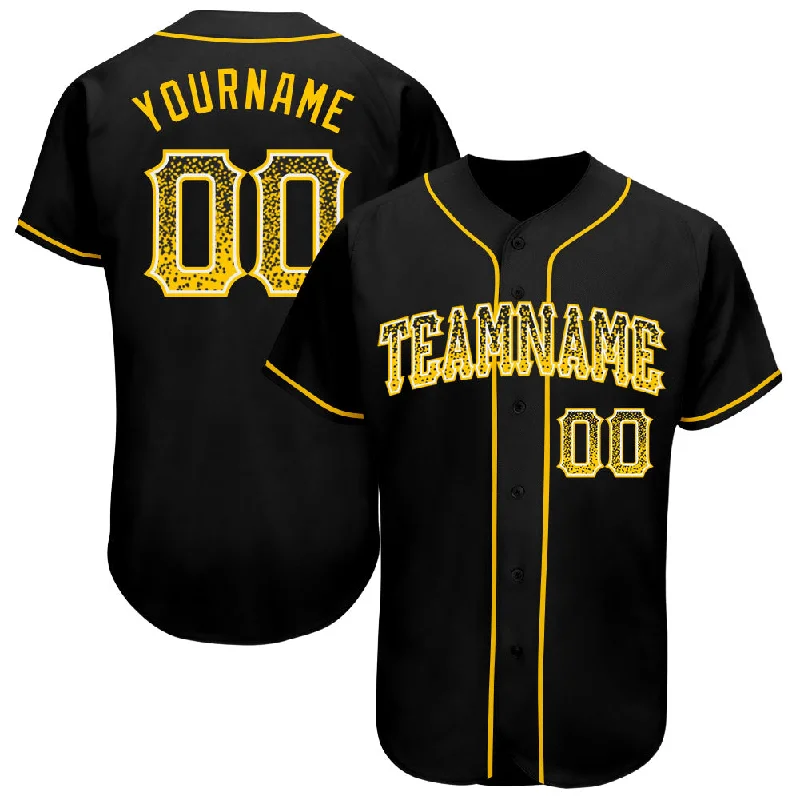 Baseball Jersey for Youth Baseball-Custom Black Gold-White Authentic Drift Fashion Baseball Jersey