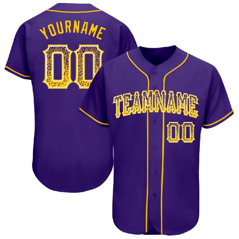 Baseball Jersey for Men with Name-Custom Purple Gold-White Authentic Drift Fashion Baseball Jersey