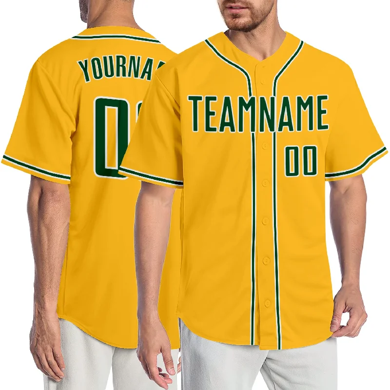 Baseball Jersey for Friends Groups-Custom Gold Green-White Authentic Baseball Jersey