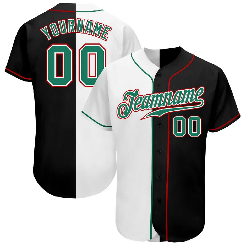 Baseball Jersey with Team Names-Custom Black Kelly Green-White Authentic Split Fashion Baseball Jersey