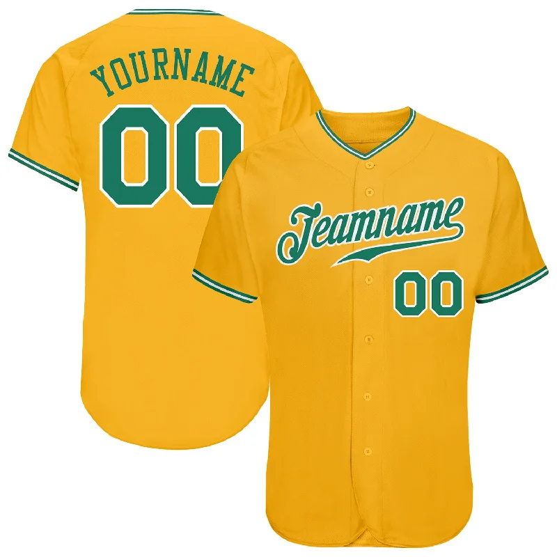 Baseball Jersey for Special Events-Custom Gold Kelly Green-White Authentic Baseball Jersey