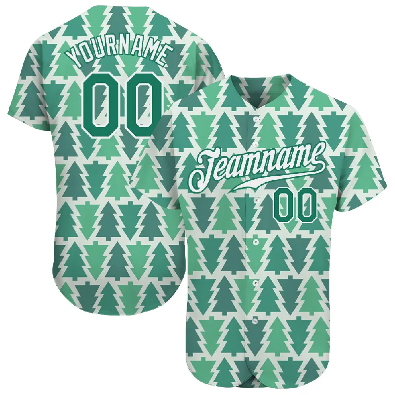 Baseball Jersey with Custom Patterns-Custom Kelly Green Kelly Green-White Christmas 3D Authentic Baseball Jersey