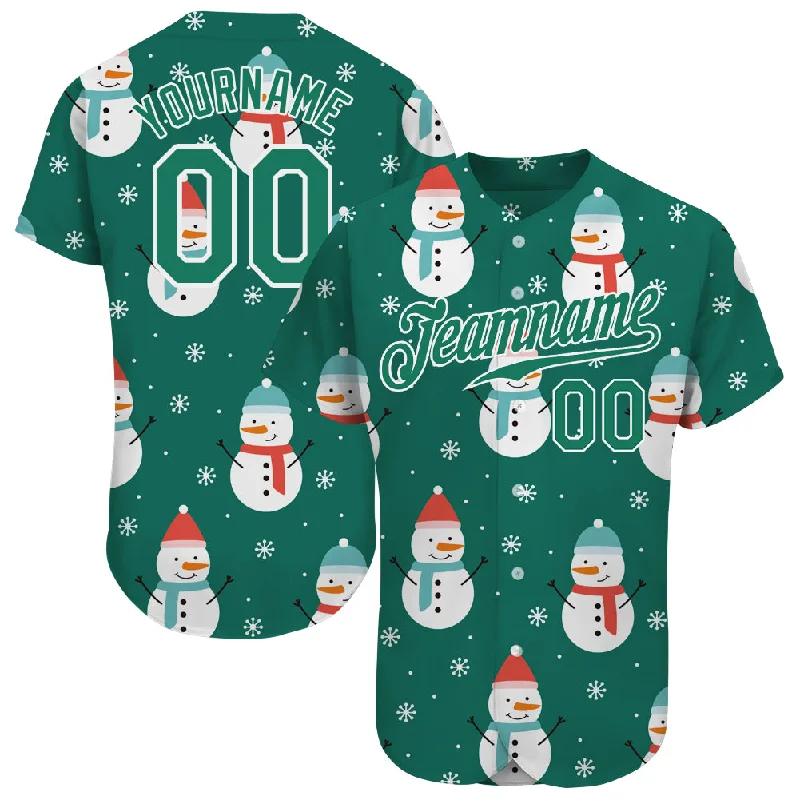 Baseball Jersey with Team Name Embroidery-Custom Kelly Green Kelly Green-White Christmas 3D Authentic Baseball Jersey