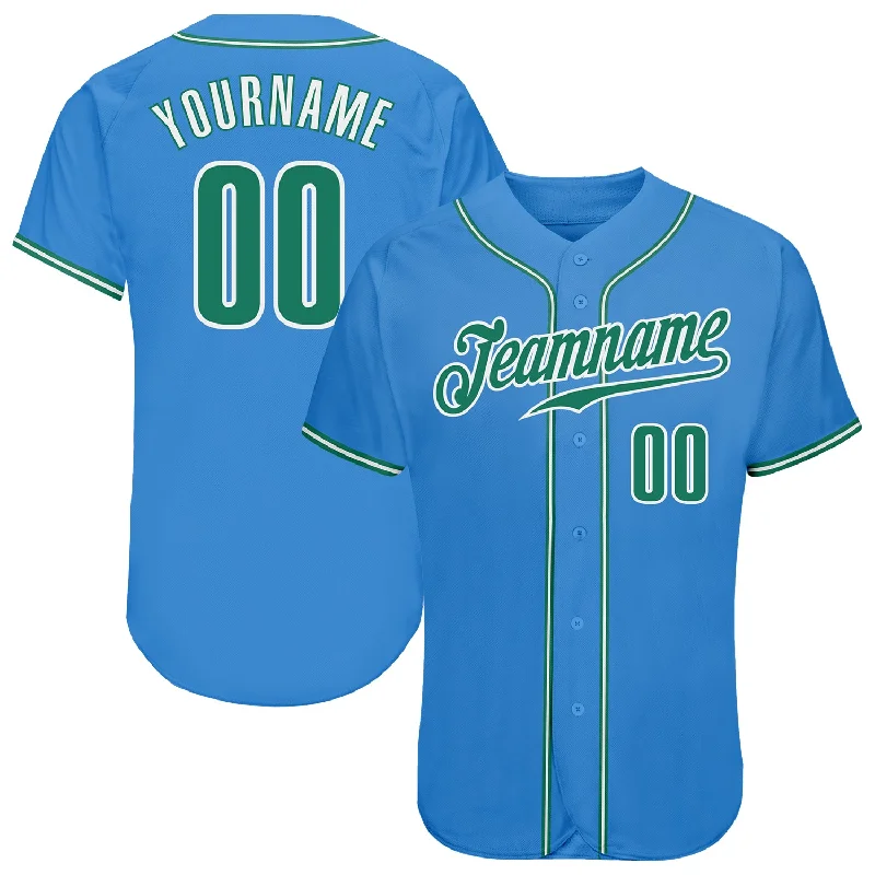 Baseball Jersey for Spring Games-Custom Powder Blue Kelly Green-White Authentic Baseball Jersey