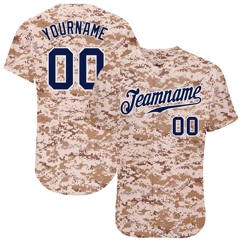 Baseball Jersey with Stretchable Fabric-Custom Camo Navy-White Authentic Salute To Service Baseball Jersey