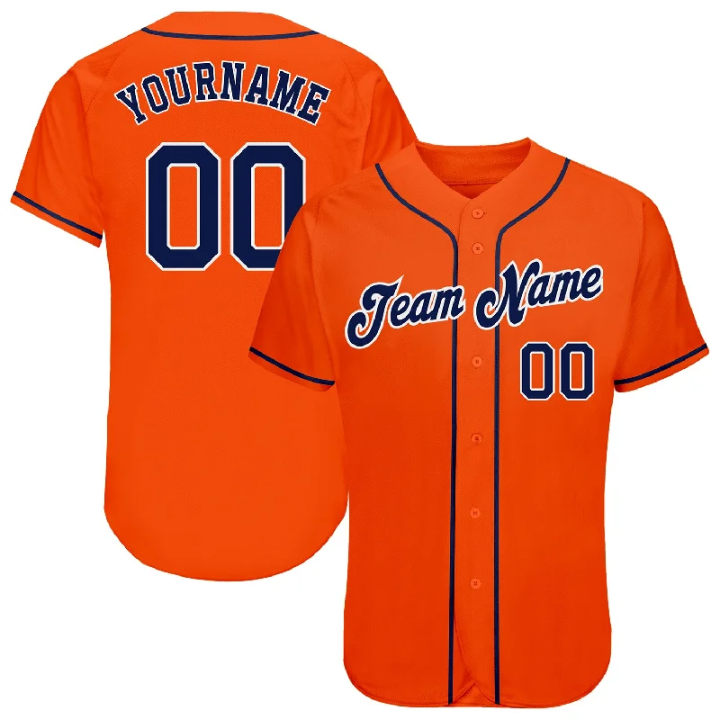 Baseball Jersey with Bold Graphics-Custom Orange Navy-White Authentic Baseball Jersey