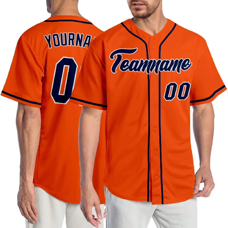 Baseball Jersey for Home Team-Custom Orange Navy-White Authentic Baseball Jersey