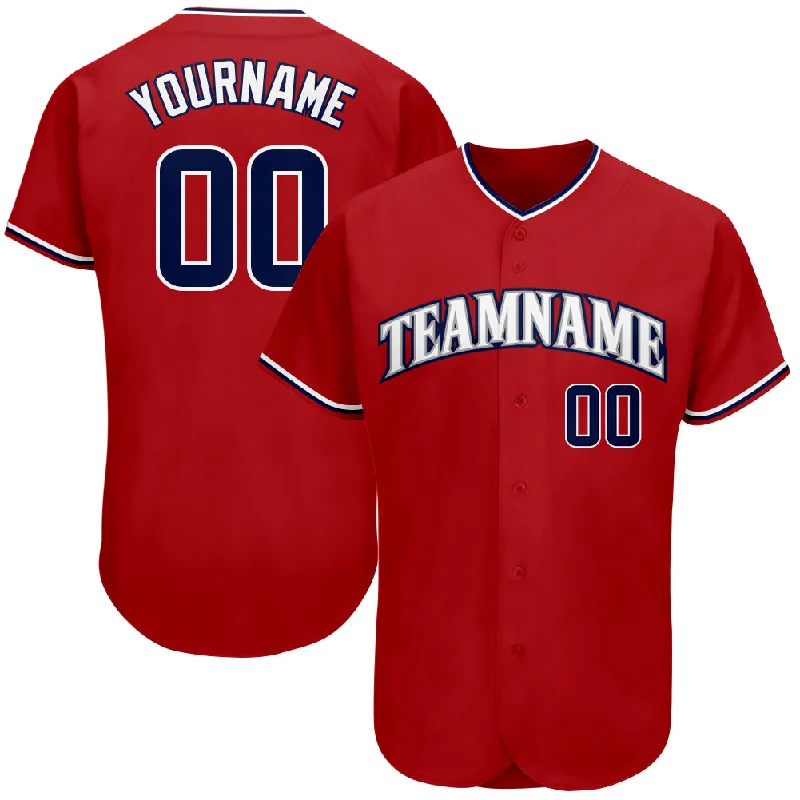 Baseball Jersey with Logo-Custom Red Navy-White Authentic Baseball Jersey