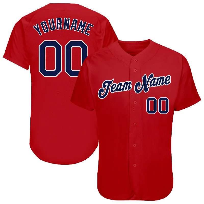 Baseball Jersey for School Teams-Custom Red Navy-White Authentic Baseball Jersey