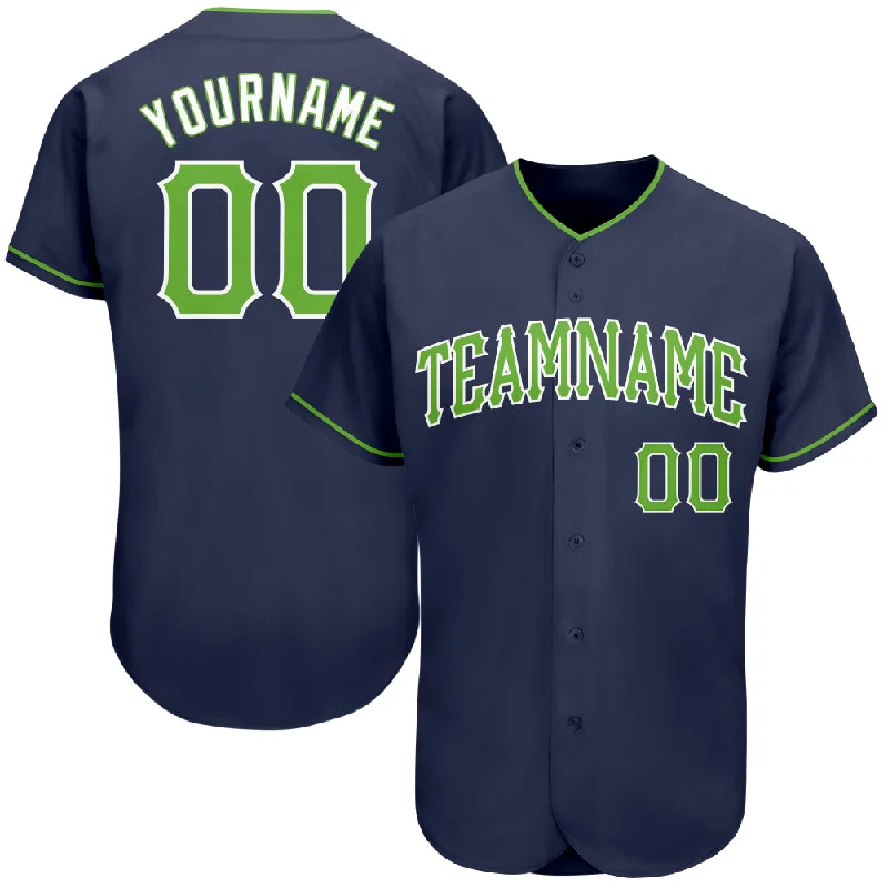 Baseball Jersey for Men-Custom Navy Neon Green-White Authentic Baseball Jersey