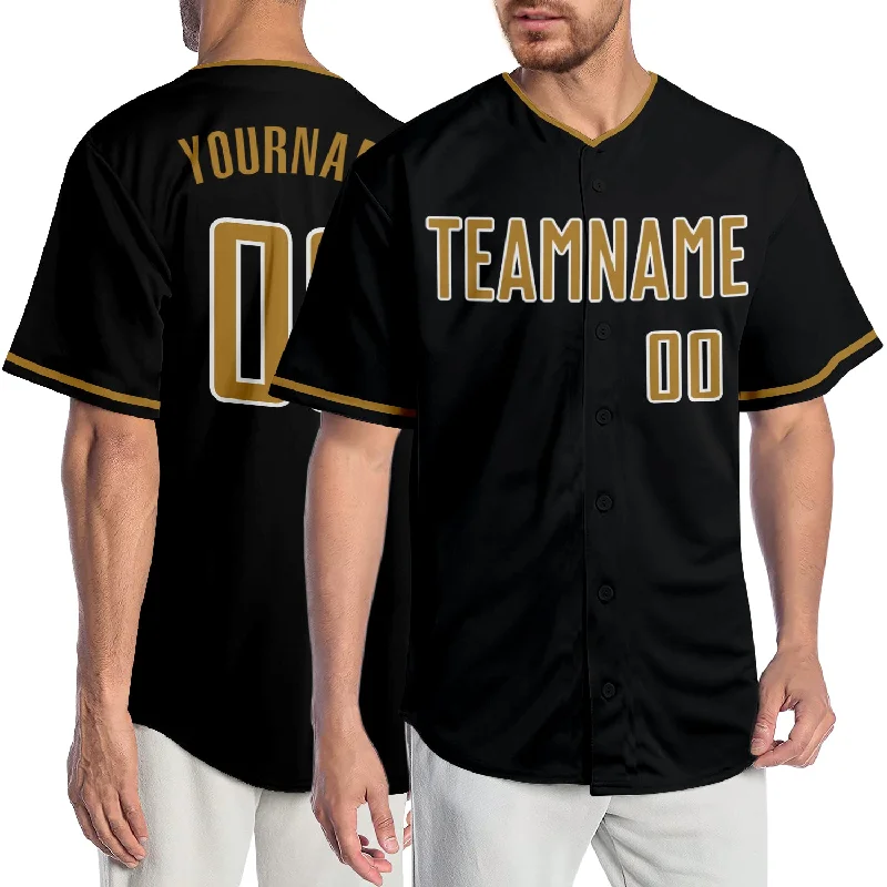 Baseball Jersey Blank-Custom Black Old Gold-White Authentic Baseball Jersey