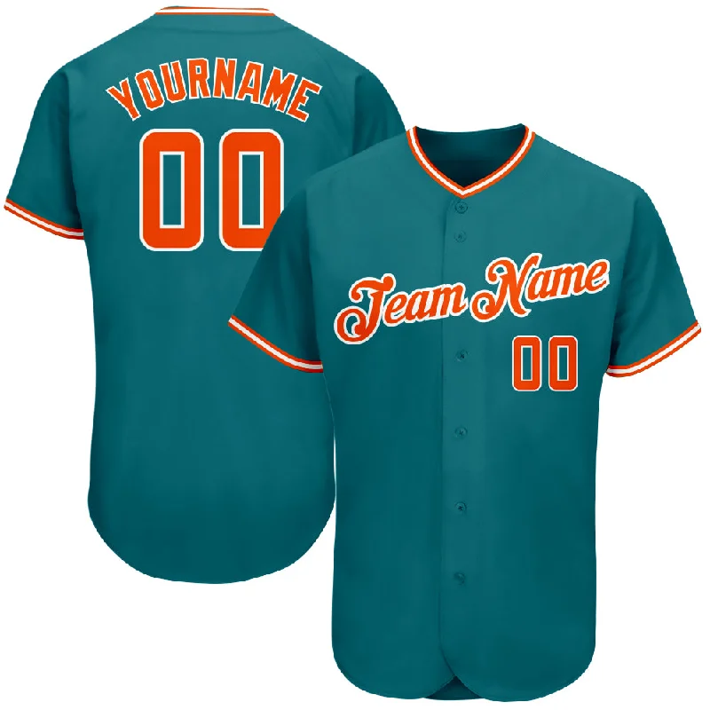 Baseball Jersey for Baseball Families-Custom Teal Orange-White Authentic Baseball Jersey