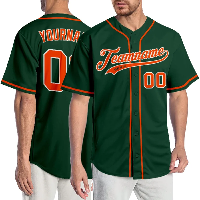 Baseball Jersey with Breathable Fabric-Custom Green Orange-White Authentic Baseball Jersey