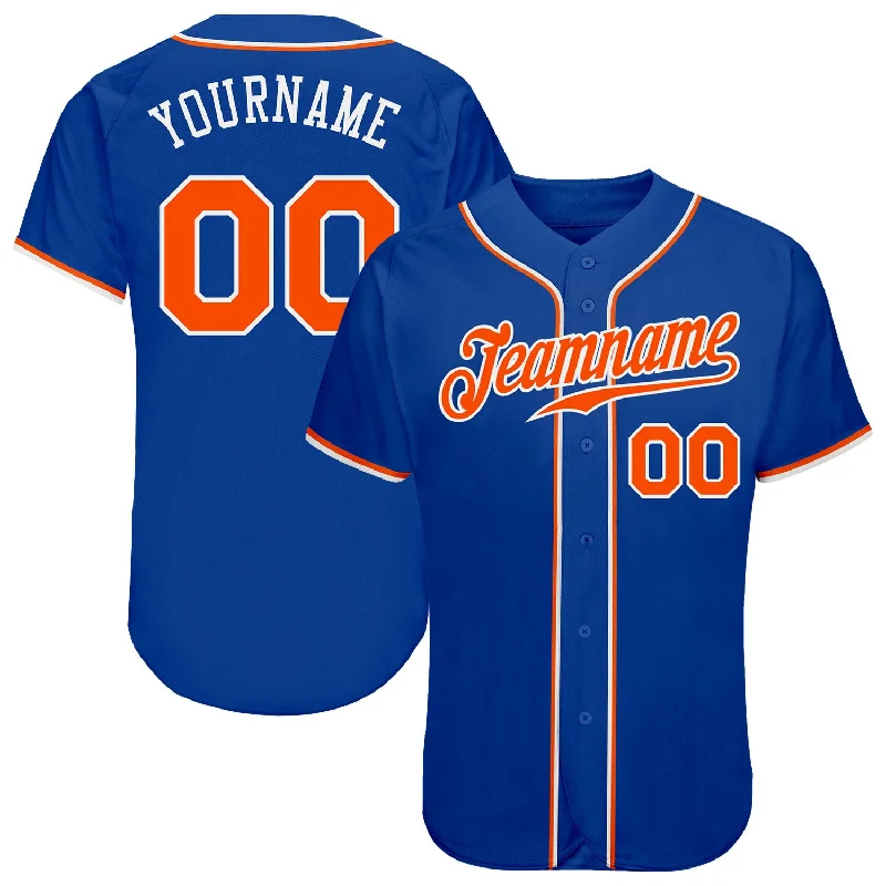 Custom Youth Baseball Jersey-Custom Royal Orange-White Authentic Baseball Jersey