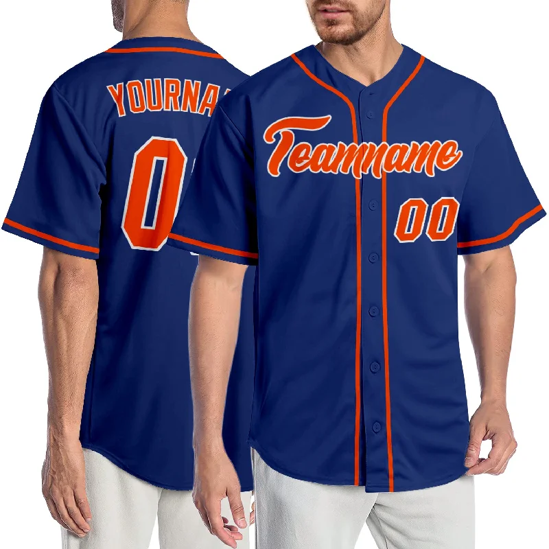 Baseball Jersey for League Players-Custom Royal Orange-White Authentic Baseball Jersey