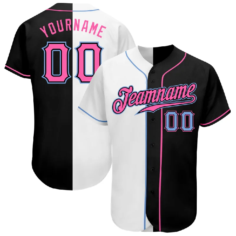 Baseball Jersey with Player Customization-Custom Black Pink-White Authentic Split Fashion Baseball Jersey