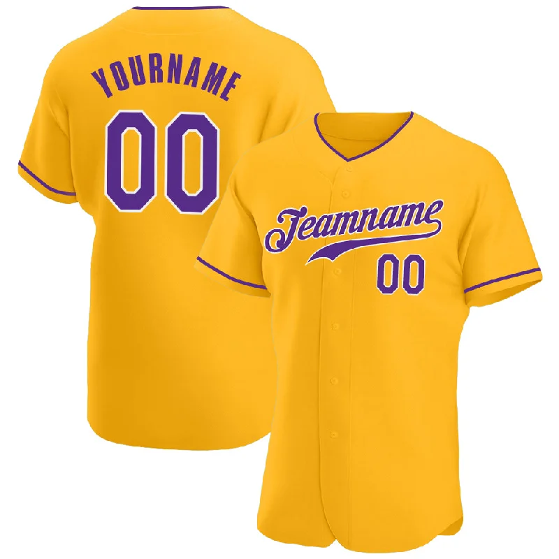 Baseball Jersey for Fundraising Events-Custom Gold Purple-White Authentic Baseball Jersey