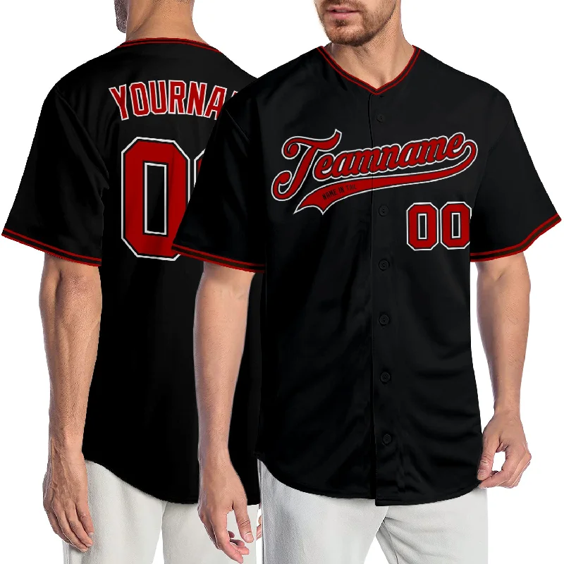 Baseball Jersey for Home Games-Custom Black Red-White Authentic Baseball Jersey